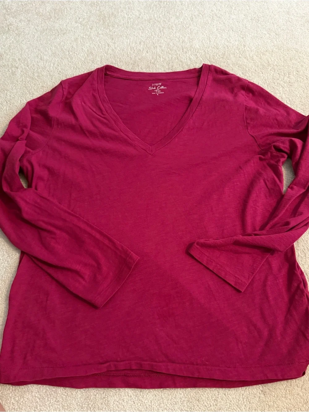 J. Crew Long Sleeve Tee in Deep Magenta
